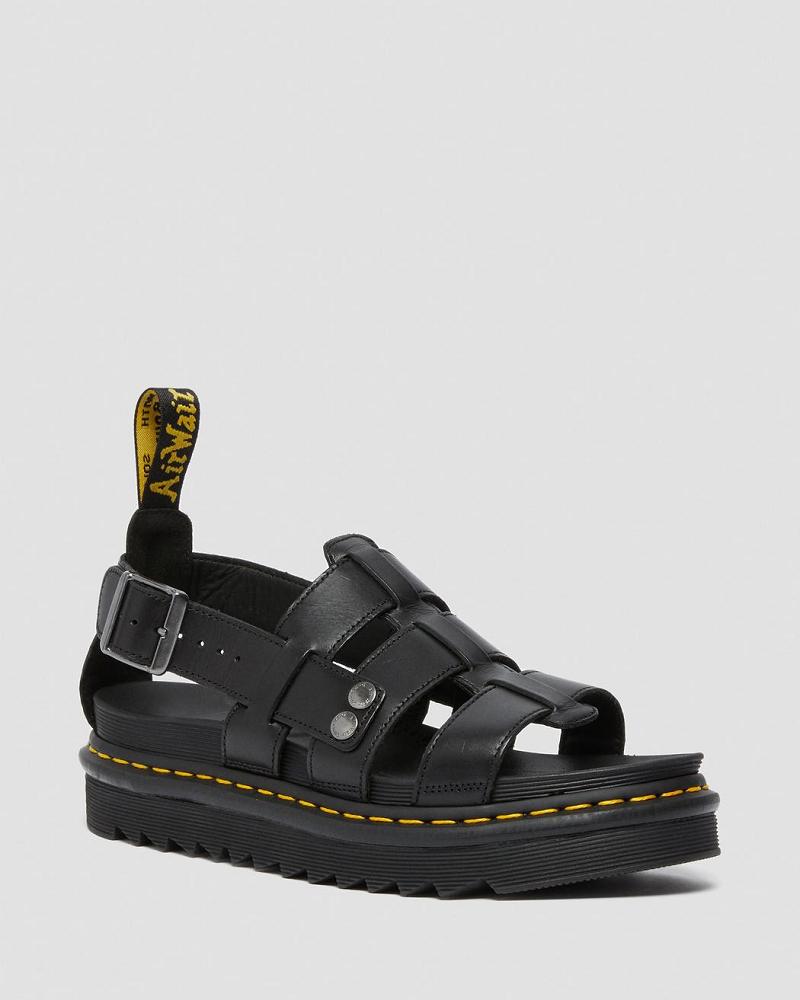 Dr Martens Terry Læder Sandaler Med Rem Dame Sort | DK 327BEX